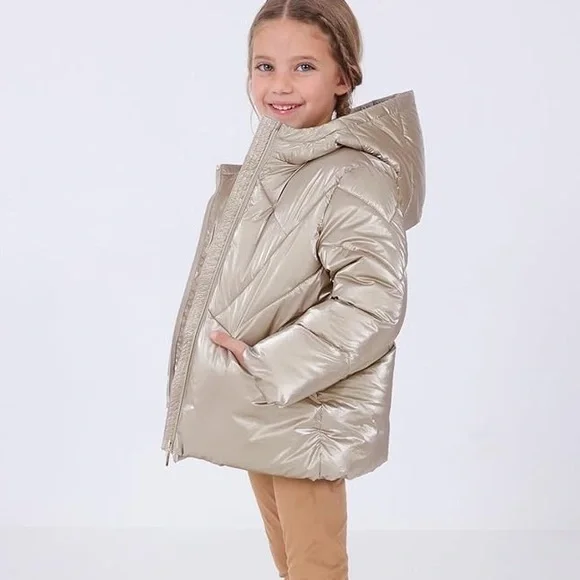 Mayoral Girl’s Rose Gold Puffer Coat